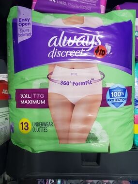 New Always Discreet XXL Maximum Incontinence Underwear Green & Purple Packaging